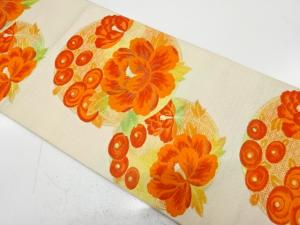 花丸模様織り出し　名古屋帯